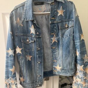 AMIRI Blue and Cream Star Jean Jacket